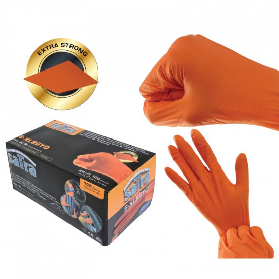 Nitrilové jednorazove rukavice s diamantovou štruktúrou, veľkosť 9-10 / XL 100KS oranžové Nitrilové jednorazove rukavice s diamantovou štruktúrou, veľkosť 9-10 / XL 100KS oranžové