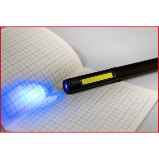 LED COB svietidlo ( lampa ), kovové telo, magnetická, nabíjacia USB-C a reguláciou výkonu do 350lm + UV svetlo + Laserový ukazovateľ