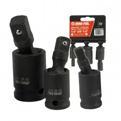 Sada nástrčných rázových kĺbov 3 dielna 1/4 ", 3/8" a 1/2" Sada nástrčných rázových kĺbov 3 dielna 1/4 ", 3/8" a 1/2"